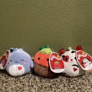 Squishmallow Valentines clip lot of 3: Scarlet, Dustin, and Samir New With Tag